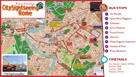 Rome Hop On Hop Off Route Map Rome Hop On Bus Map Lazio Italy