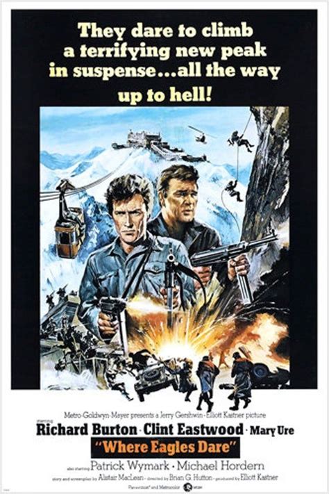Where Eagles Dare Movie Poster Richard Burton Clint Eastwood X Adventure Classic Movie