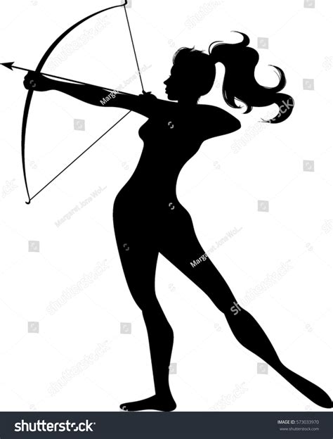 Woman Archer Silhouette Vector Illustration Stock Vector 573033970