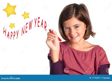 Isolated Little Girl Happy New Year Royalty Free Stock Photography