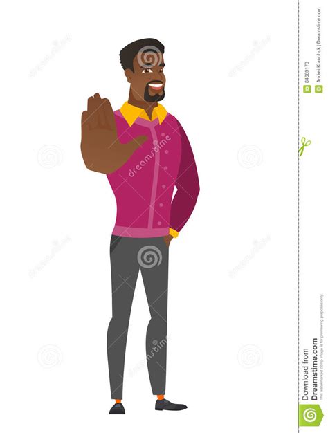 African American Business Man Showing Palm Hand Stock Vector
