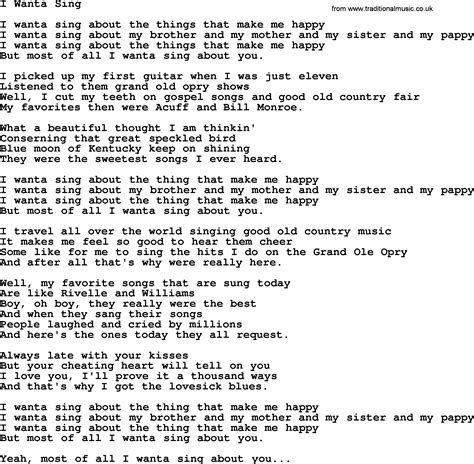 I Wanta Sing By George Jones Counrty Song Lyrics