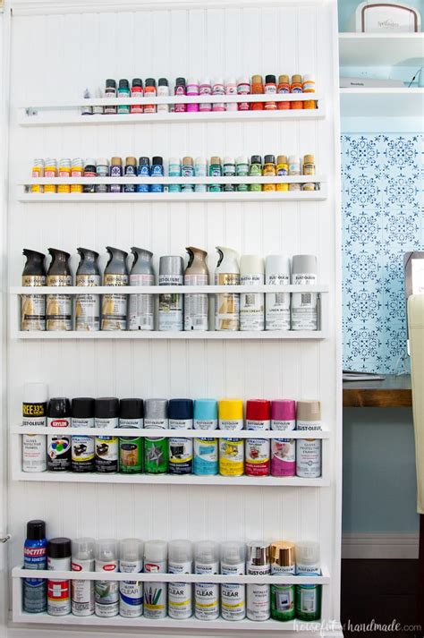 To get this look, start by painting the case and shelves cream. DIY Paint Storage Shelves - Office & Craft Room Makeover {Week 4} - a Houseful of Handmade