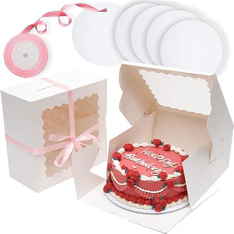 10x10x5 Cake Boxes With Window 18 Packs White Cake Boxes 10 Inch Bakery