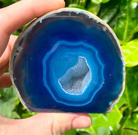 Blue Agate Geode Brazilian Agate Geode Geode Crystal Blue Etsy