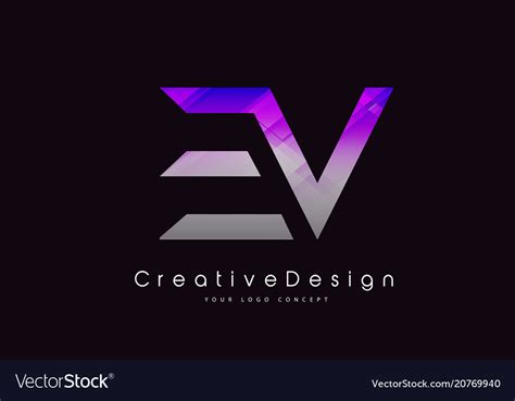 Ev Letter Logo Design Purple Texture Creative Vector Image