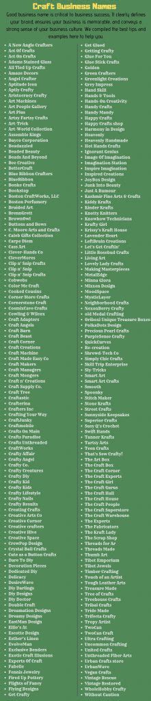Craft Names Creative Craft Business Names Suggestions