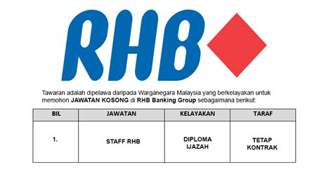 28, lorong setia 1, taman ayer keroh heights, 75450 ayer keroh, melaka, malaizija. Jawatan Kosong di RHB Banking Group - JOBCARI.COM ...
