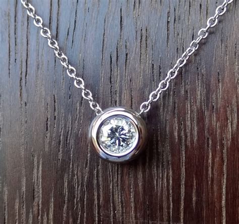 Solitaire Diamond Necklace Single Pendant And Chain Solid 18k Etsy