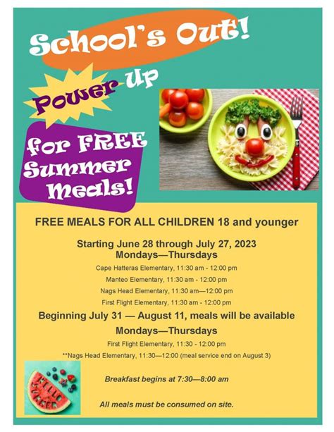 Dare County Schools Free Summer Meals Program Is Available Through