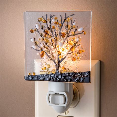 J Devlin Ntl 159 1 Fused Glass Tree Night Light Fused Glass Art Glass Art Stained Glass