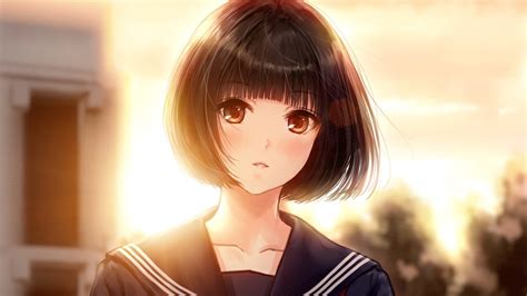 Desktop Wallpaper Cute Anime Girl With Short Hair Hd