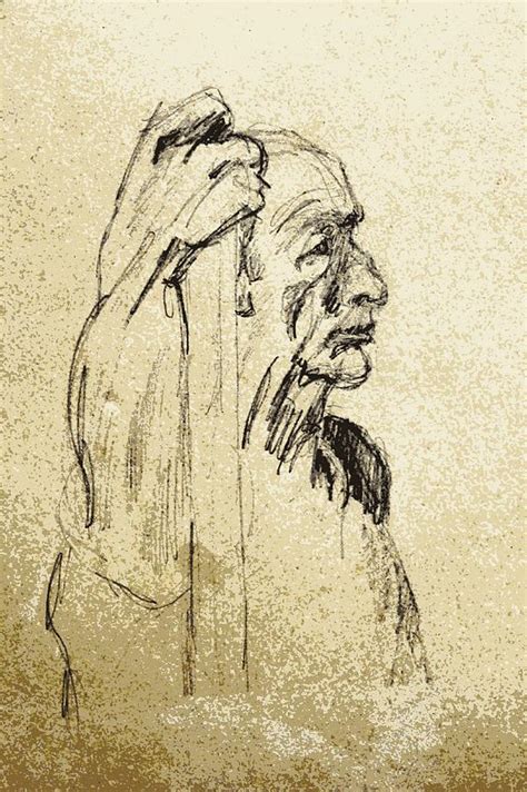 Old Man Holding Staff Drawing By Sheri Buchheit