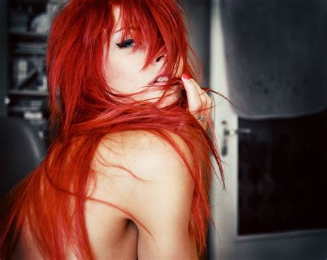 Baggrunde ansigt Kvinder rødhåret model langt hår anime rød