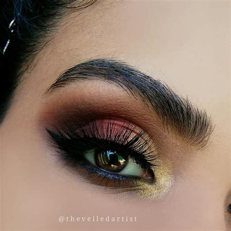 Gold And Red Dramatic Smokey Eyes Tutorial For Beginners