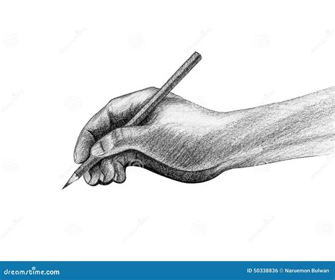 La Main Avec Le Crayon écrivent Le Dessin Illustration Stock Image