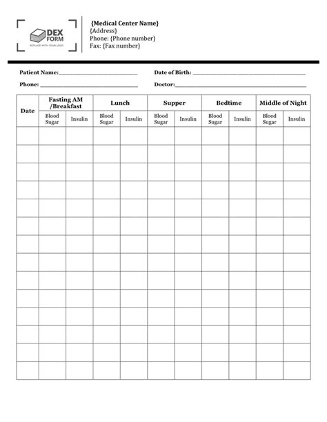 Blood Sugar Log In Word And Pdf Formats