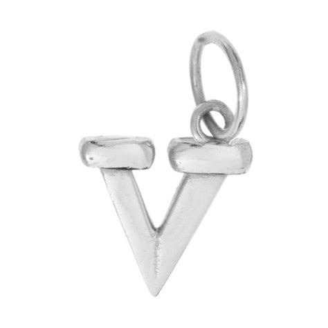 Silver Letter Alphabet Charm V Letter Initial Charm Pendant Necklace
