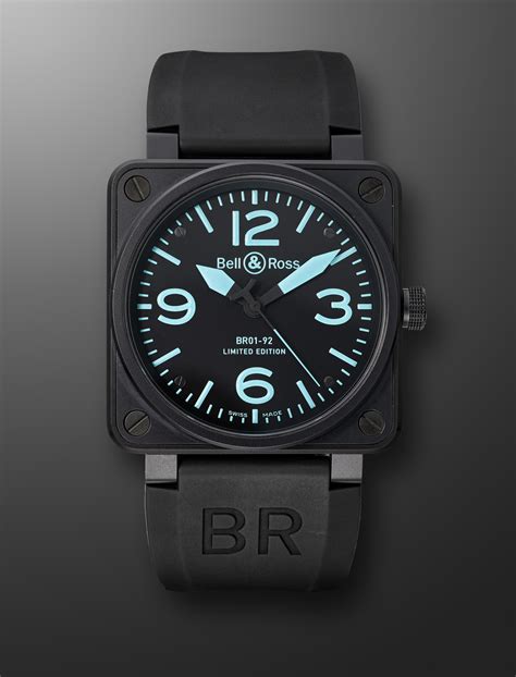 Bell And Ross Limited Edition Pvd Coated Stainless Steel Wristwatch Ref Br01 92 Sblu No 184