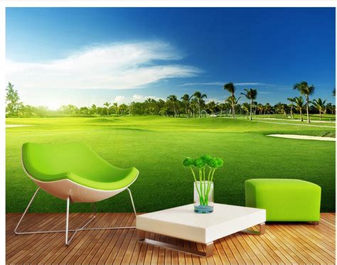 Selbstklebende tapeten peel & stick. 3d wallpaper 3d angepasst tapete Golf wiese landschaft ...