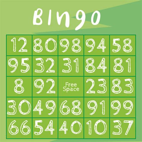 100 Free Printable Bingo Cards Hard Bingo Cards Green 100 Per