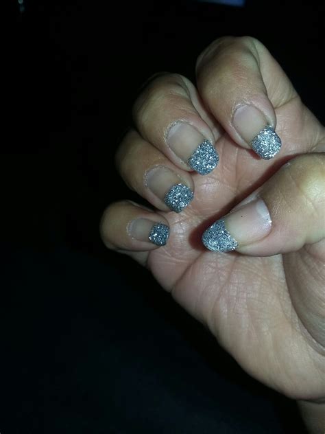 Silver Glitter French Tips Nail Ideas Silver Nails Red Nails White
