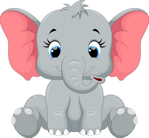 Cute Baby Elephant Cartoon Sitting Stock Illustration Illustration Of