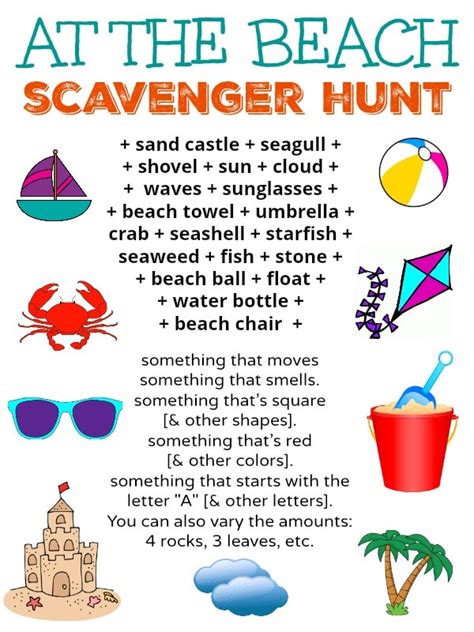 Beach Scavenger Hunt - Free Printable