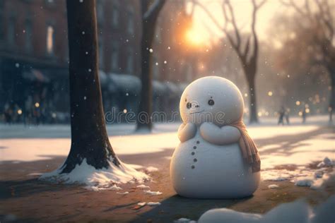 Sad Snowman Melts In Park With Arrival Of Spring Snowman In The Rays