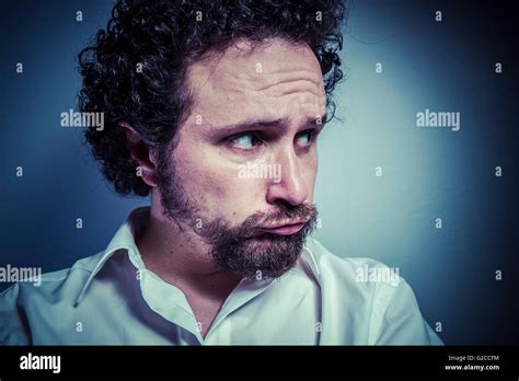 Sad Face Man With Intense Expression White Shirt Stock Photo Alamy