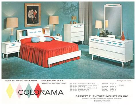 Bassett furniture 32 commode nightstand w. Retro Vintage Rare Bassett Industries Colorama bedroom ...
