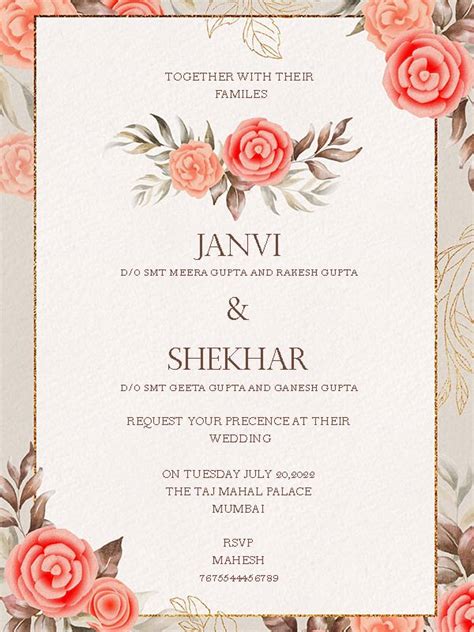 Free Digital Wedding Invitation Templates E Cards Fnp Venues