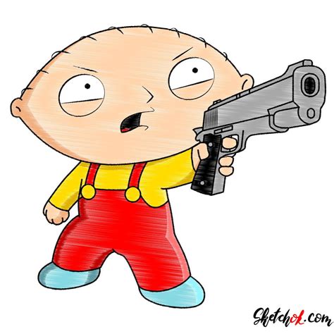 How To Draw Stewie Holding A Gun Priont Hunditted