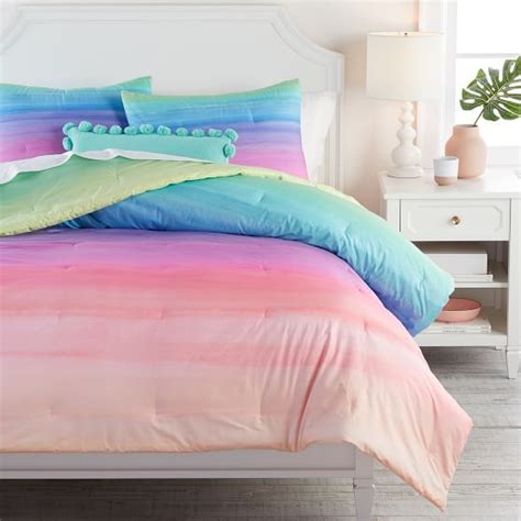 Watercolor Rainbow Organic Girls Duvet Cover Cool Pottery Barn Teen