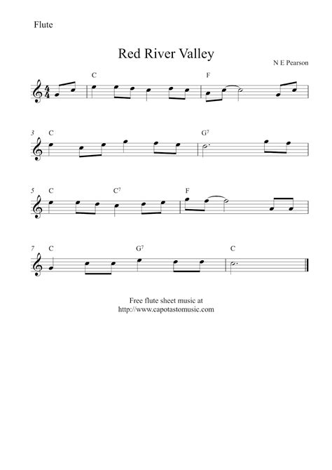 Free Easy Flute Sheet Music Red River Valley