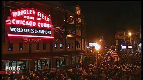 Celebration At Wrigley Field Following Cubs Victory In The World