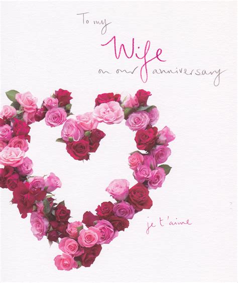 Wife Anniversary Card Love Heart Rose Xiss Cardspark