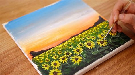 How To Paint Sunflower Field 🌻 Step By Step Acrylic Painting 167