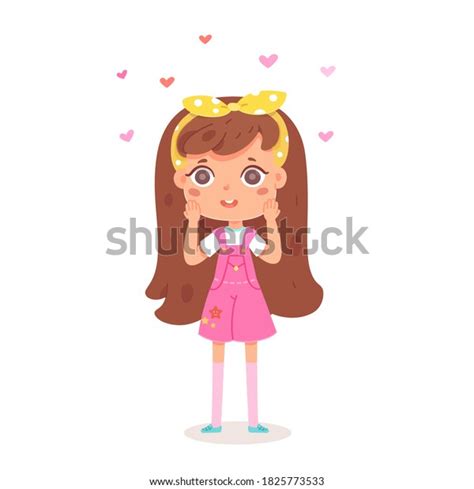 Cute Girl Love Dreamy Hearts Signs Stock Vector Royalty Free