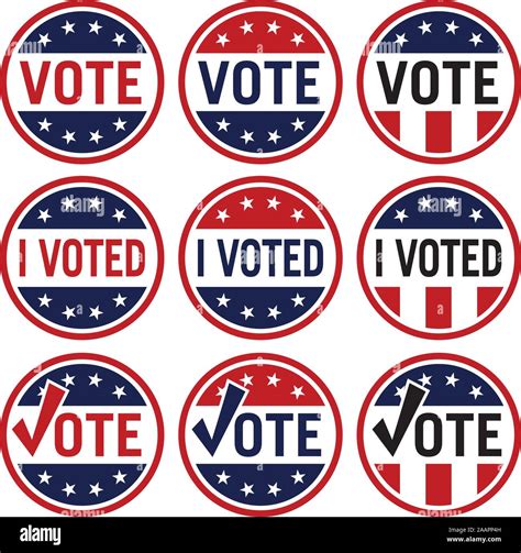 Vote And I Voted Political Election Logo Set In Red White And Blue