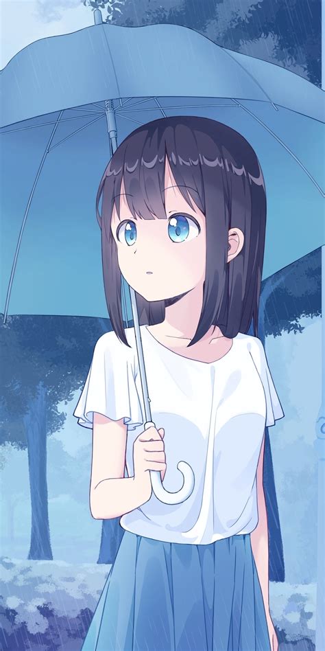 Download Wallpaper 1080x2160 Anime Girl Cute With Umbrella Art
