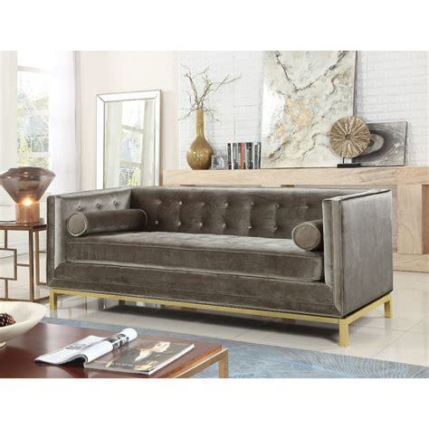 Chic Home Evie Club Sofa Sleek Elegant Tufted Velvet Plush Cushion