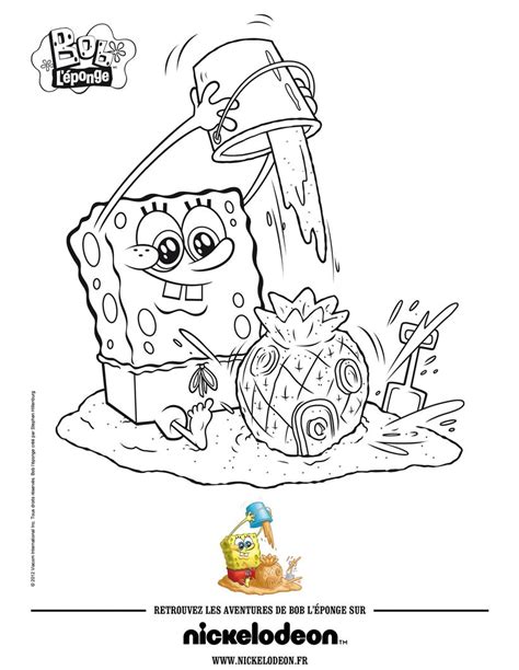 Spongebob Playing On The Beach Coloring Pages
