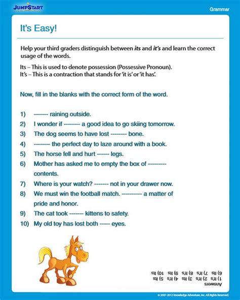 Printable english grammar exercises with answers (pdf worksheets to download). It's Easy! - Free Grammar Worksheet for 3rd Grade | Free grammar worksheet, English grammar ...