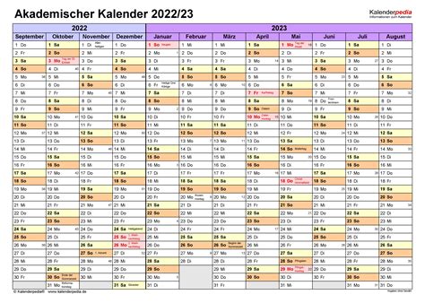 Akademischer Kalender 20222023 Als Pdf Vorlagen