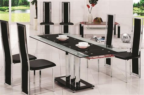 The oval dining table accommodates at least six kitchen chairs, and the pedestal style allows the dinette table set to fit in a number of dining area sizes. 20+ Cheap Glass Dining Tables and 6 Chairs | Dining Room Ideas