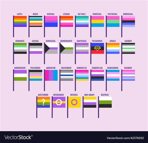 collection of pride flags sexual gender identity vector image