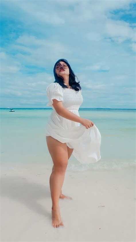 edin bernice ayco adolfo asian beauty filipina bikini shoot white dress beach curvy