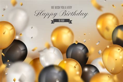 Free Vector Elegant Birthday Background With Realistic Balloons