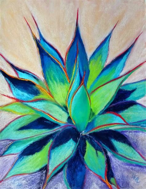 Anna Lisa Leal Art In Progress Hot Blue Ice Succulent Painting
